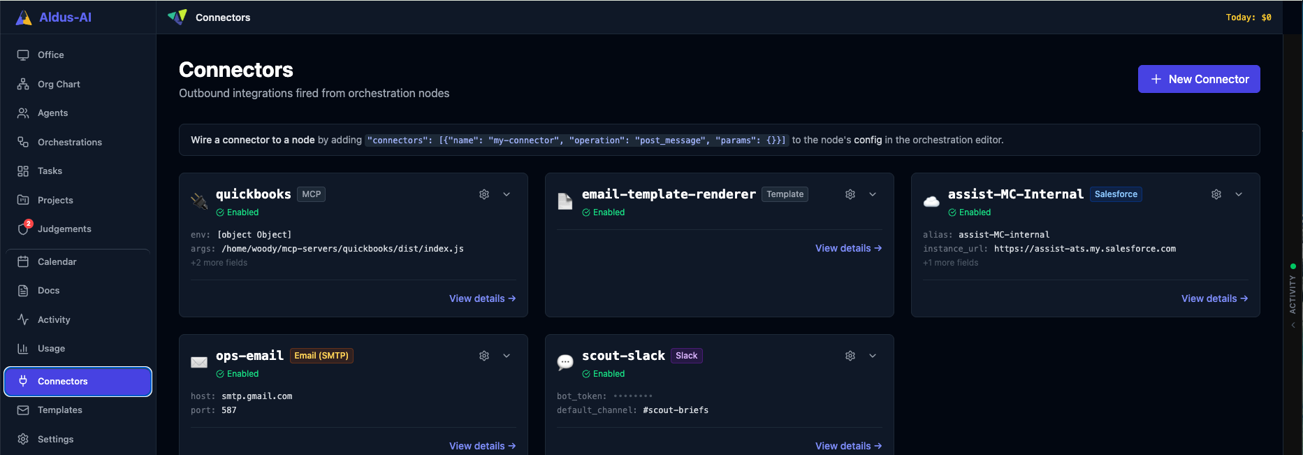 Connectors interface overview
