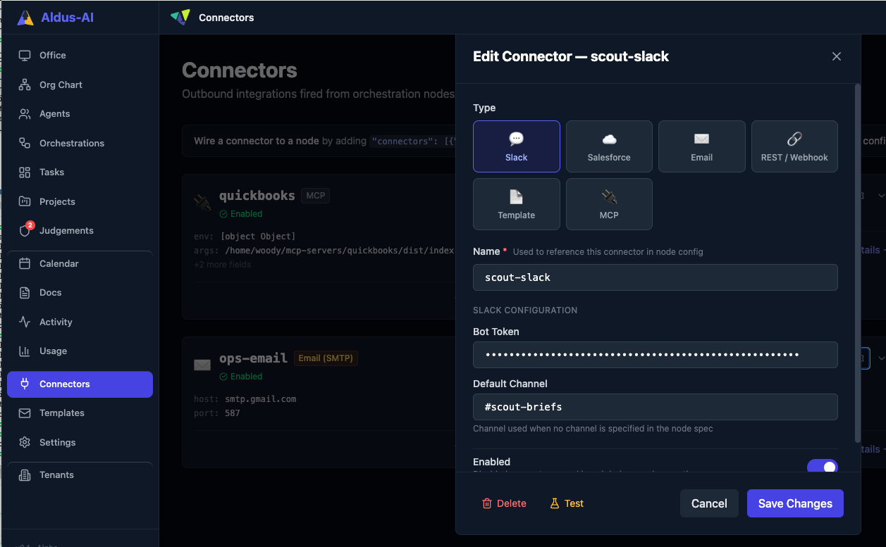 Connector configuration interface
